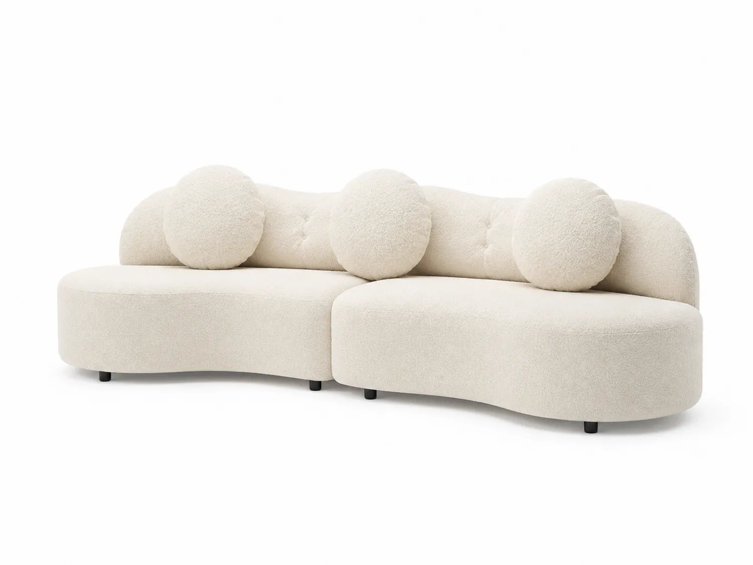 Zakrzewiona Sofa Modułowa z Poliestrową Tkaniną Beżowa