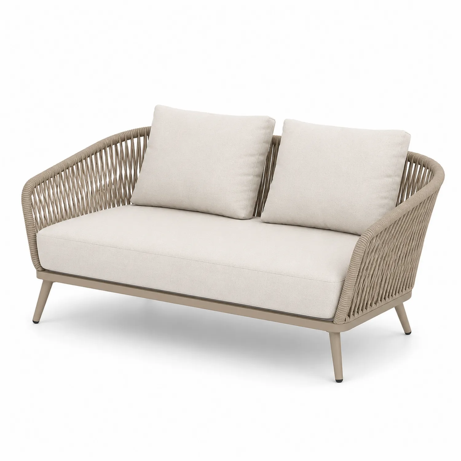 Dwuosobowa sofa ogrodowa z aluminium i tkaniny poliestrowej Beżowa