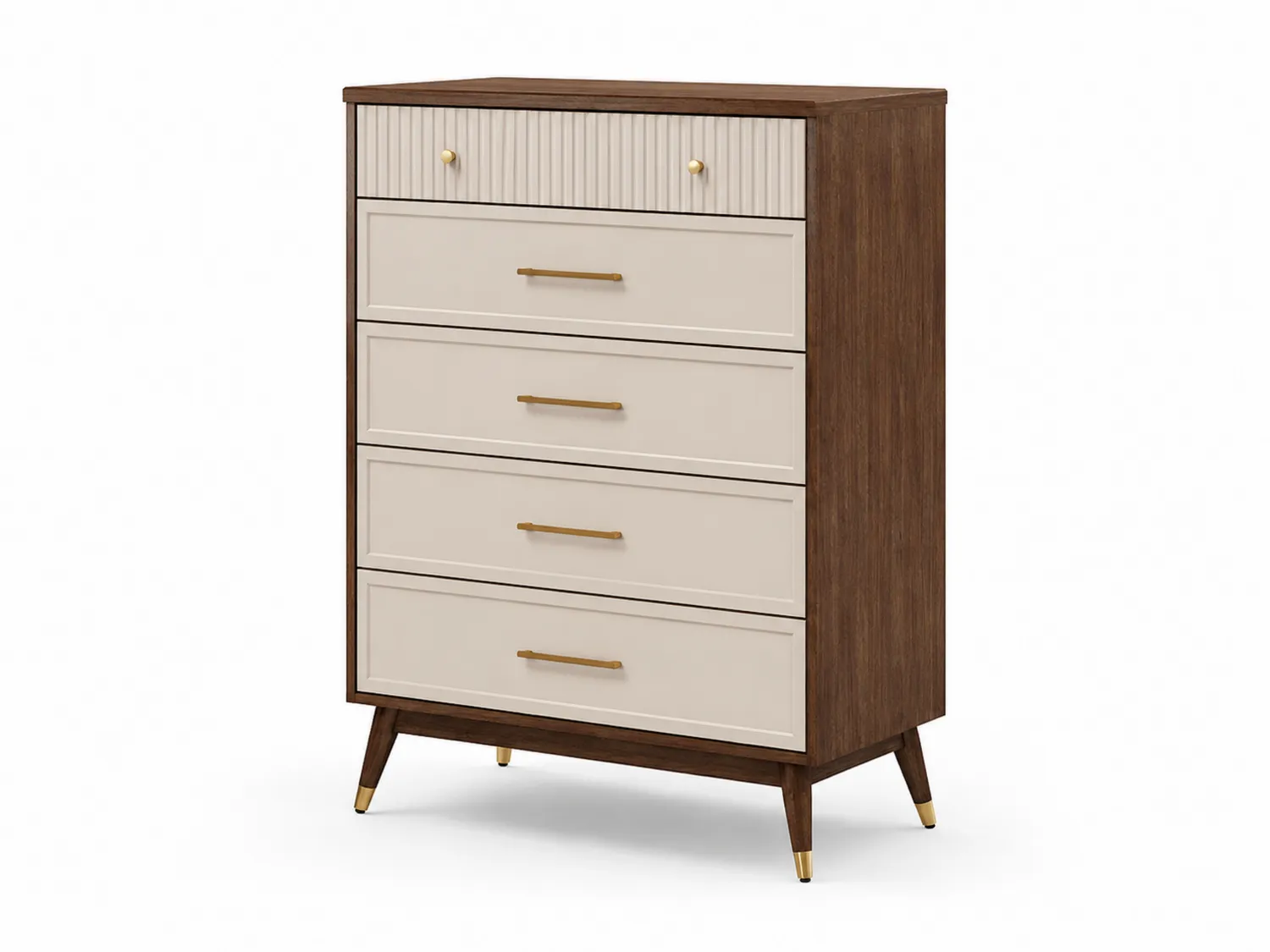 Komoda z MDF w Brązowym i Beżowym z 5 Szufladami