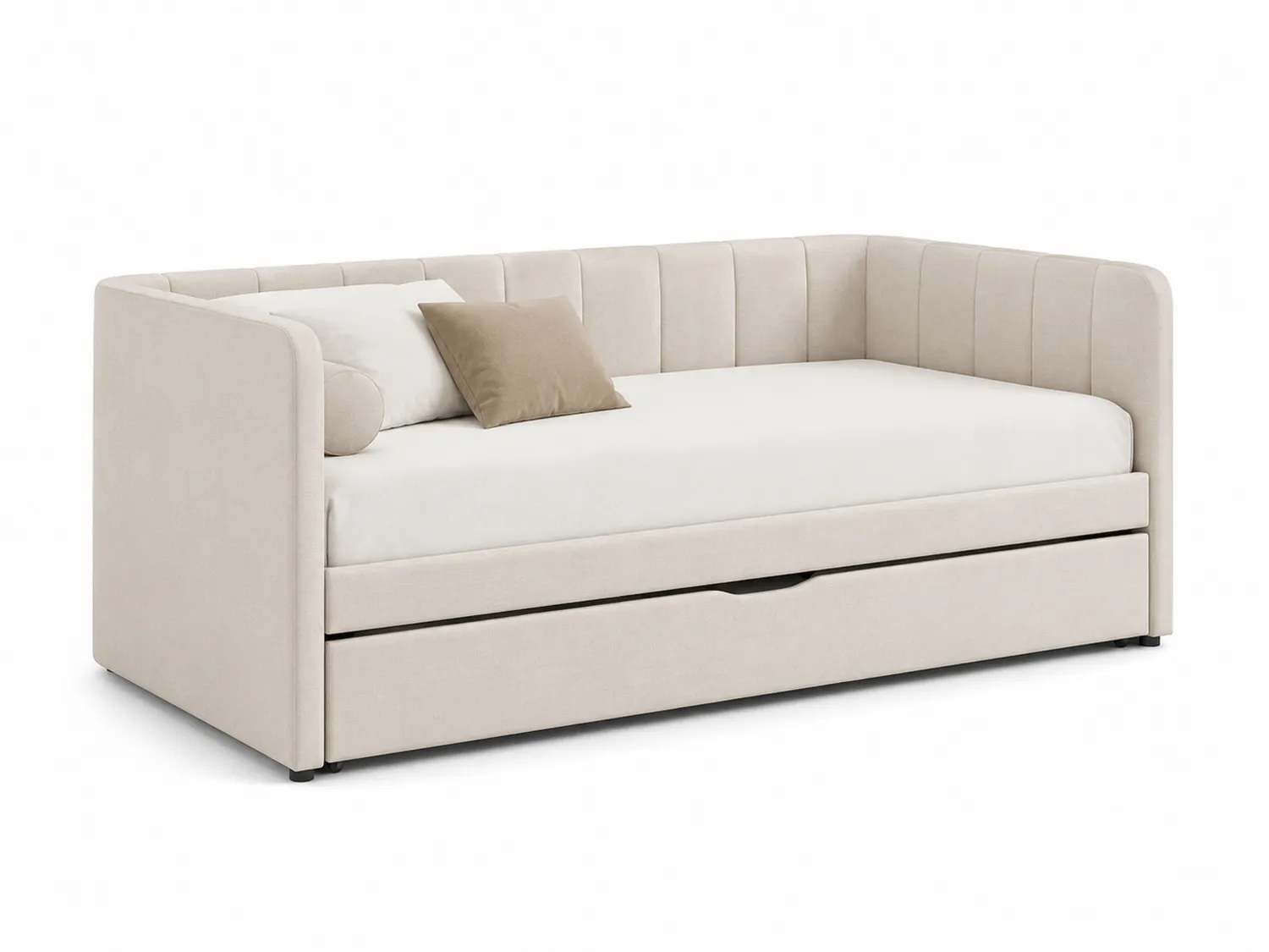 Sofa dzienna welurowa beżowa z poduszkami