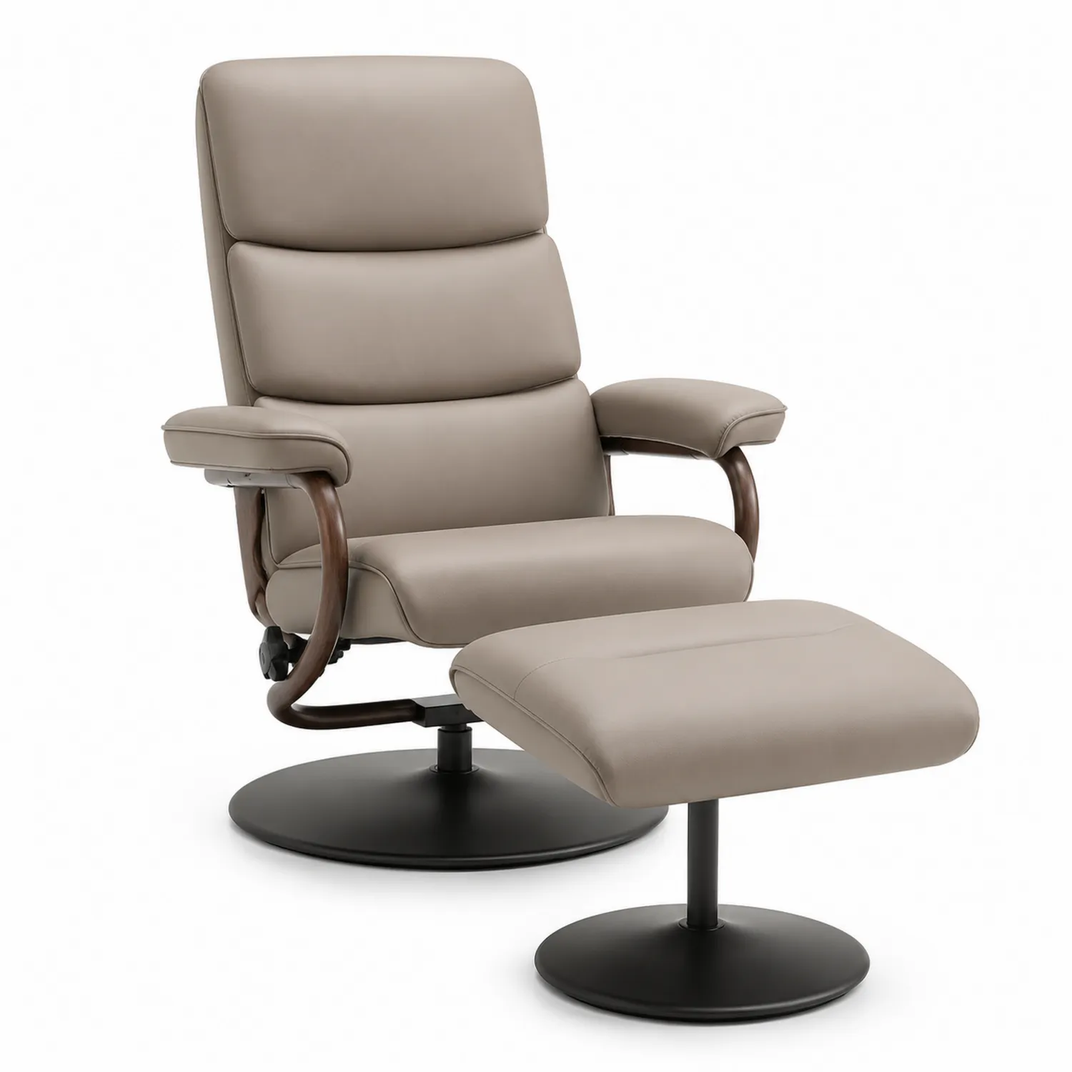 Sillón reclinable con reposapiés de piel sintética gris
