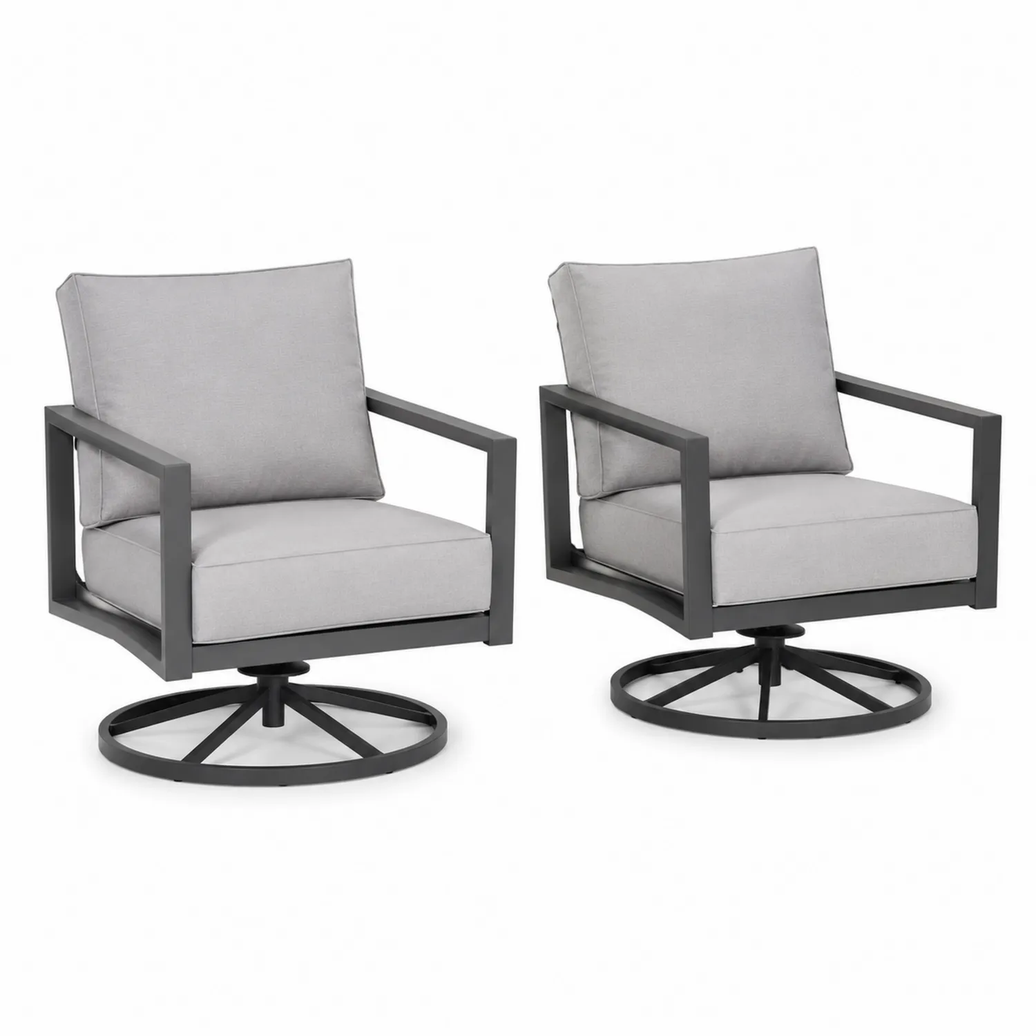 Juego de 2 sillones giratorios de aluminio y poliéster