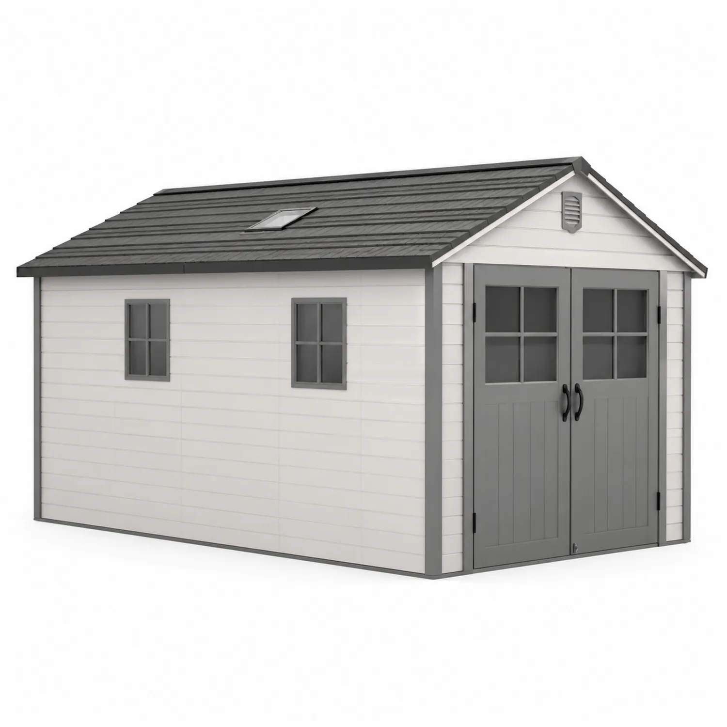 Cobertizo de almacenamiento de resina PVC Gris/Blanco 350x229x254 cm