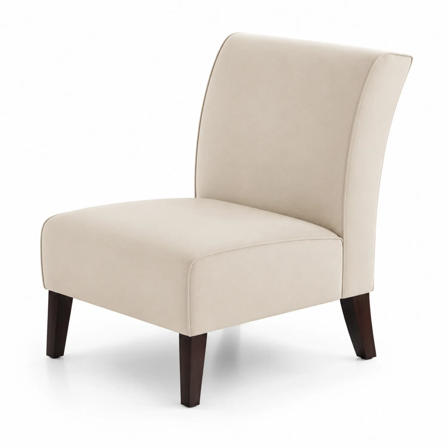 Silla de Tela Beige con Patas de Madera