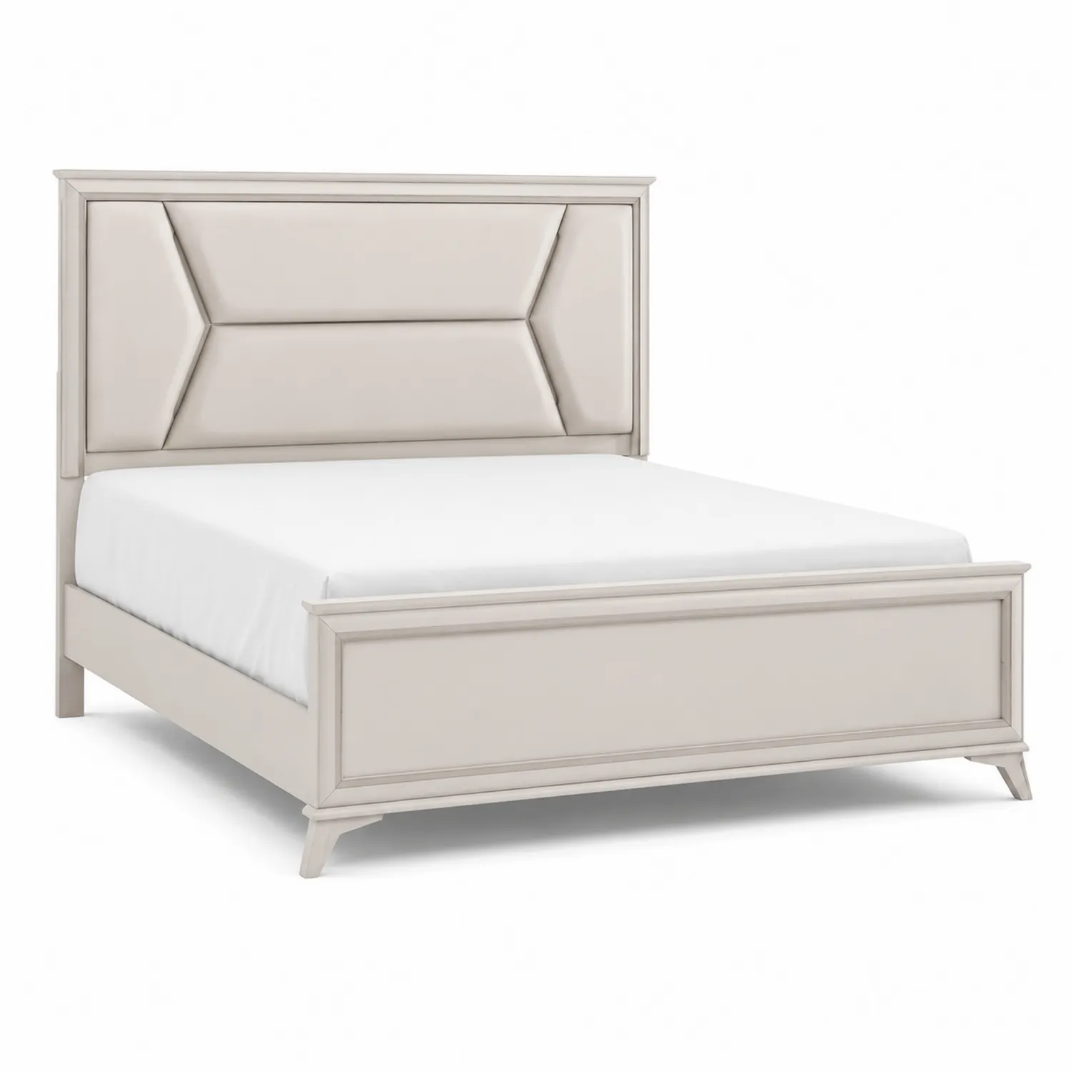 Cama de madera con cabecero de poliuretano, 200x160 cm, Beige
