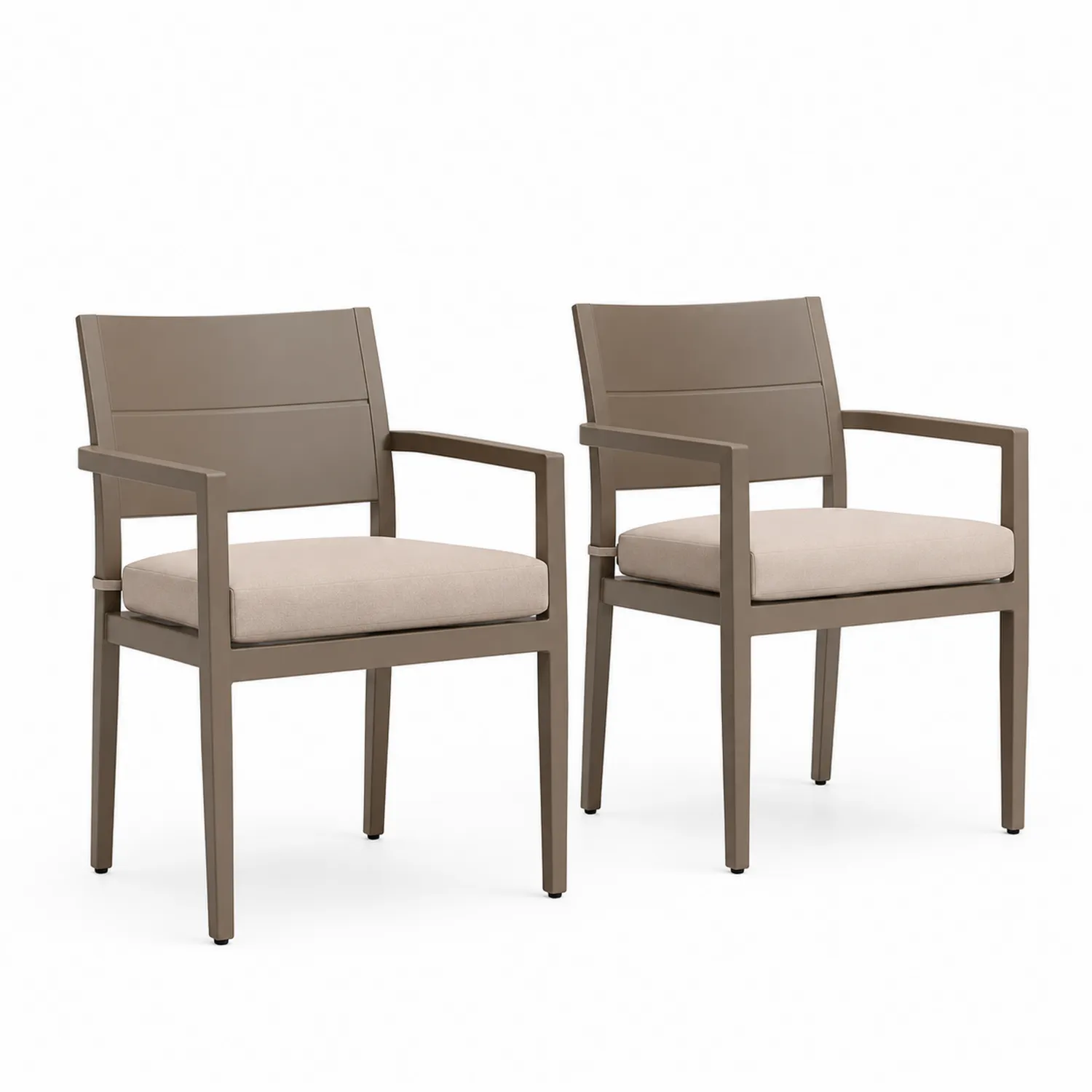 Conjunto de 2 sillas de aluminio para jardín con cojines beige