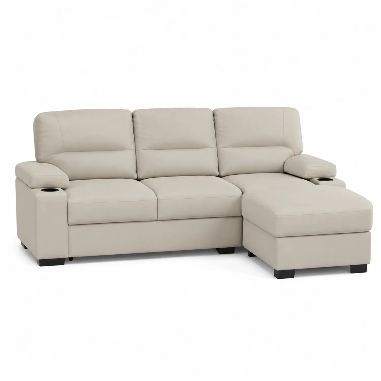 Sofá esquinero chaise longue 3 plazas cuero sintético Beige