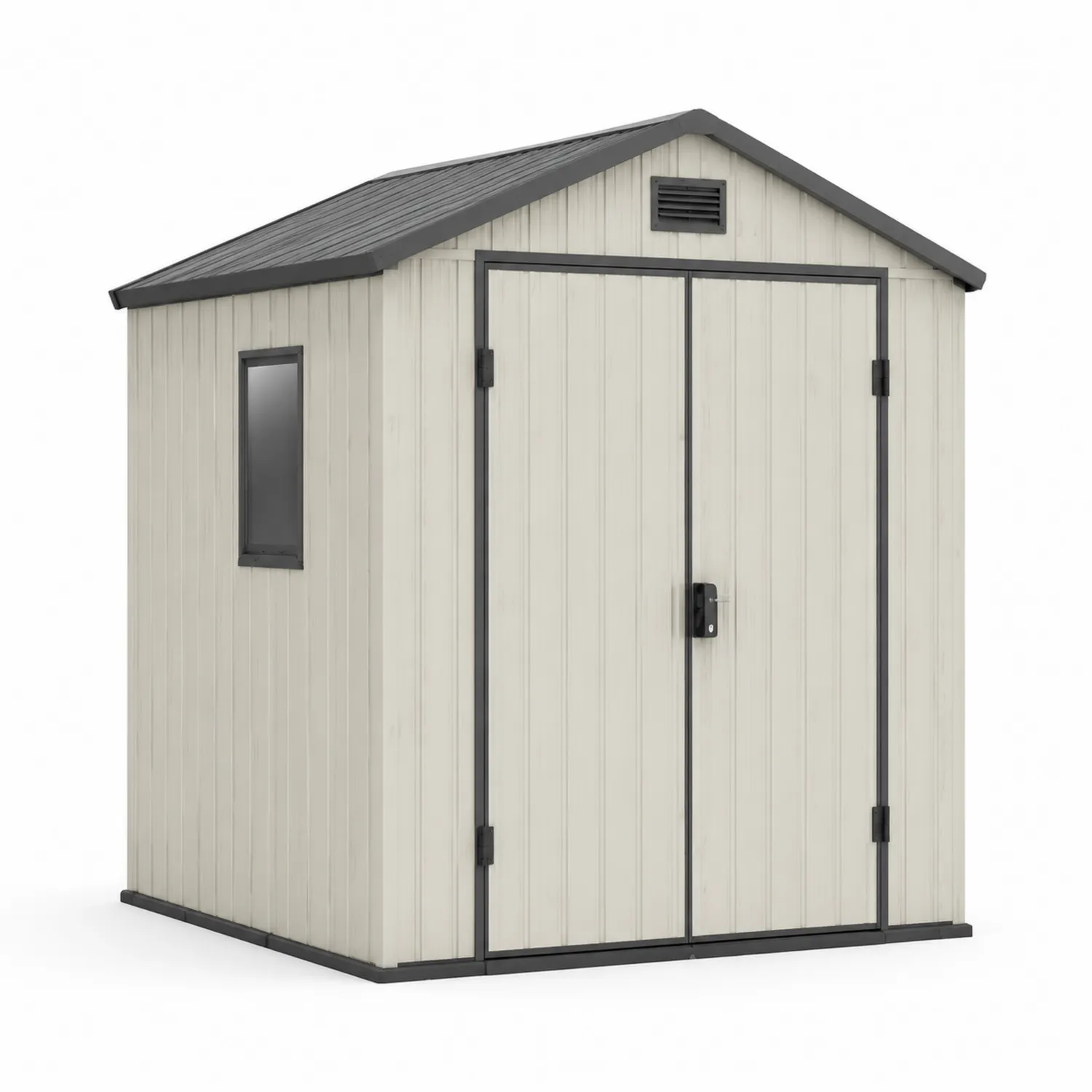Cobertizo de resina beige y gris con doble puerta 185cm x 152cm x 226cm