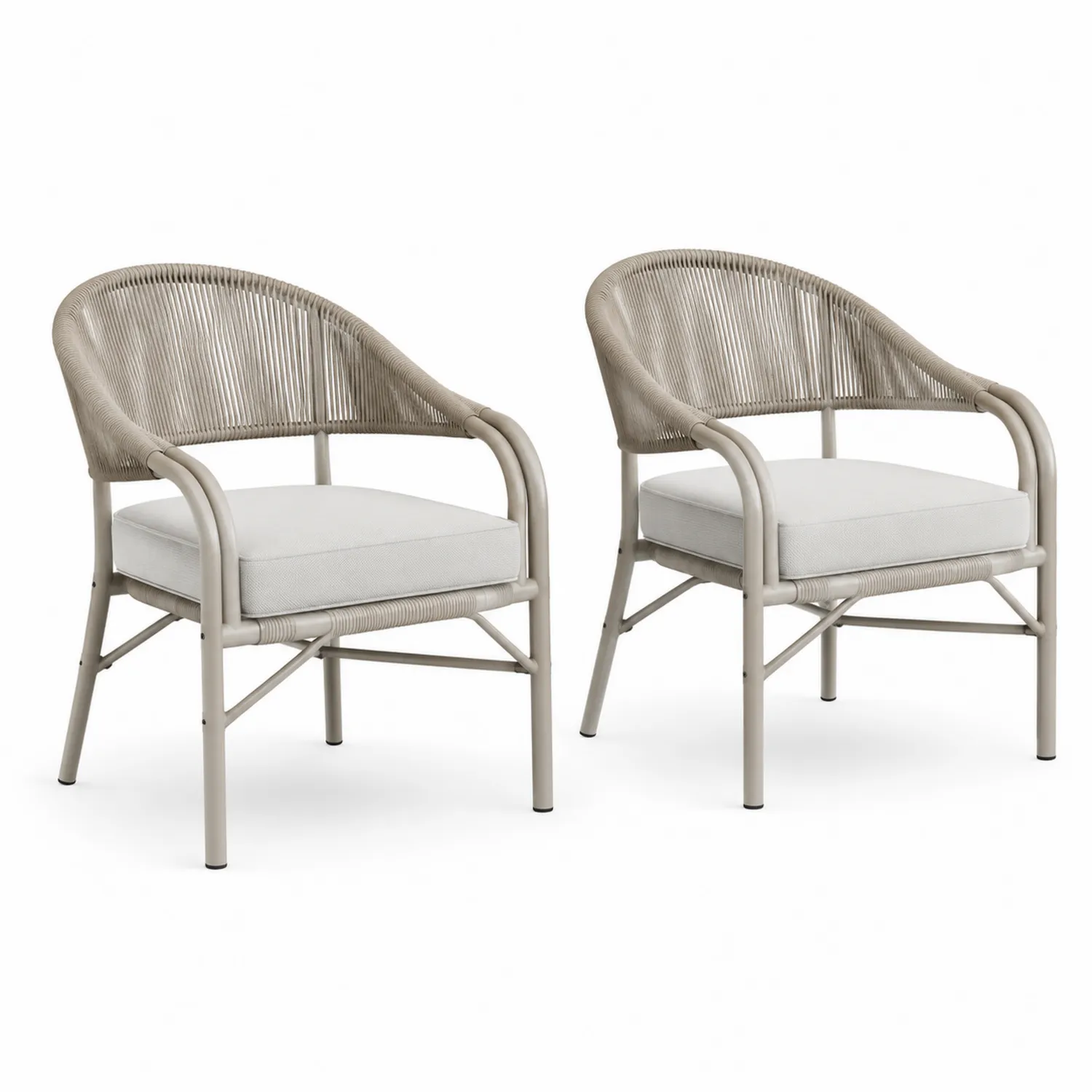Set de 2 sillones de exterior con estructura de aluminio y cuerda sintética
