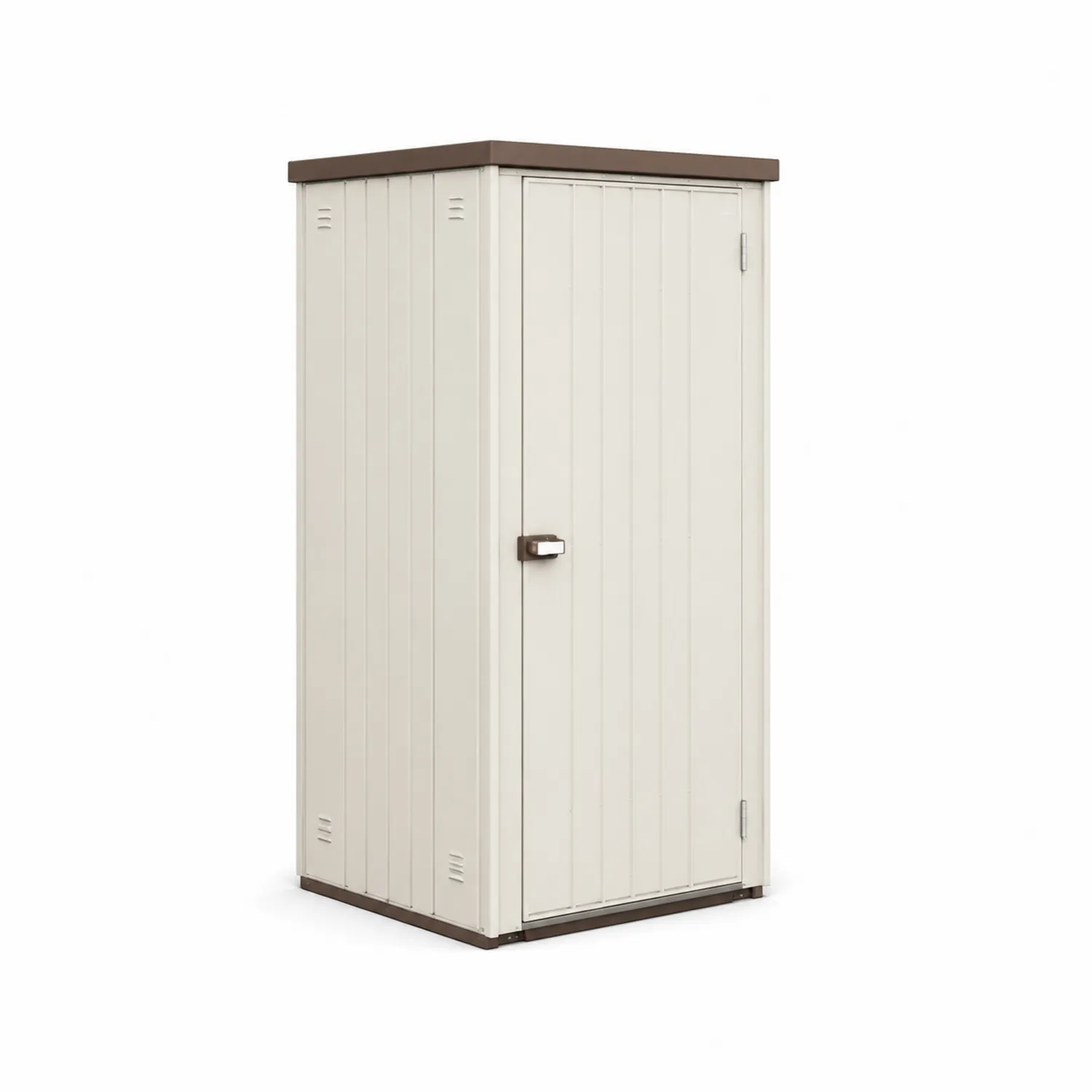 Armario de plástico vertical beige y marrón para exteriores 190x80x50 cm