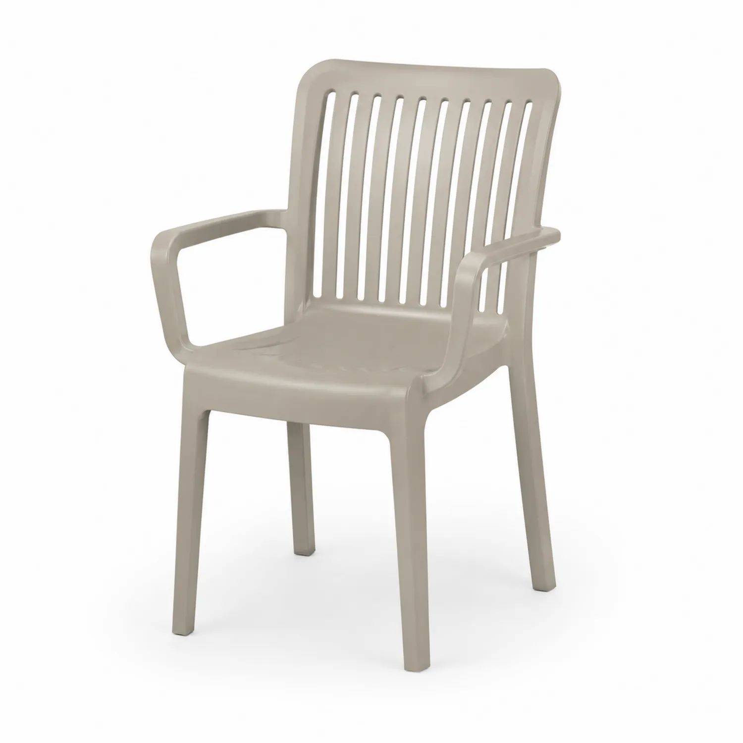 Silla de jardín de plástico con reposabrazos Beige 89x56x55 cm
