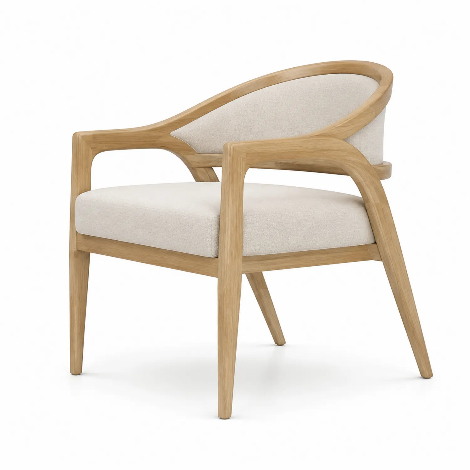 Silla de madera de roble con tapizado de poliéster beige