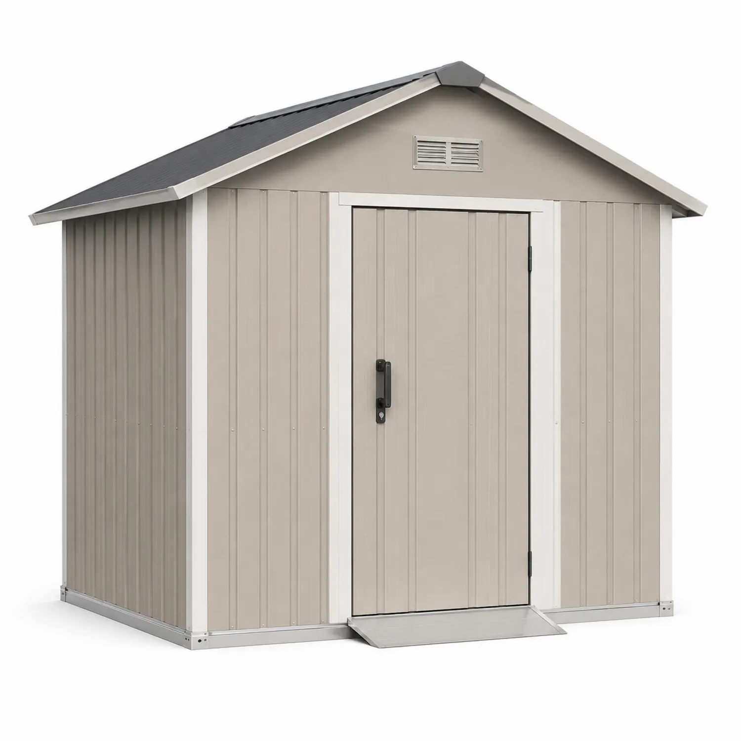 Cobertizo de Plástico Beige con Techo Asfáltico Gris