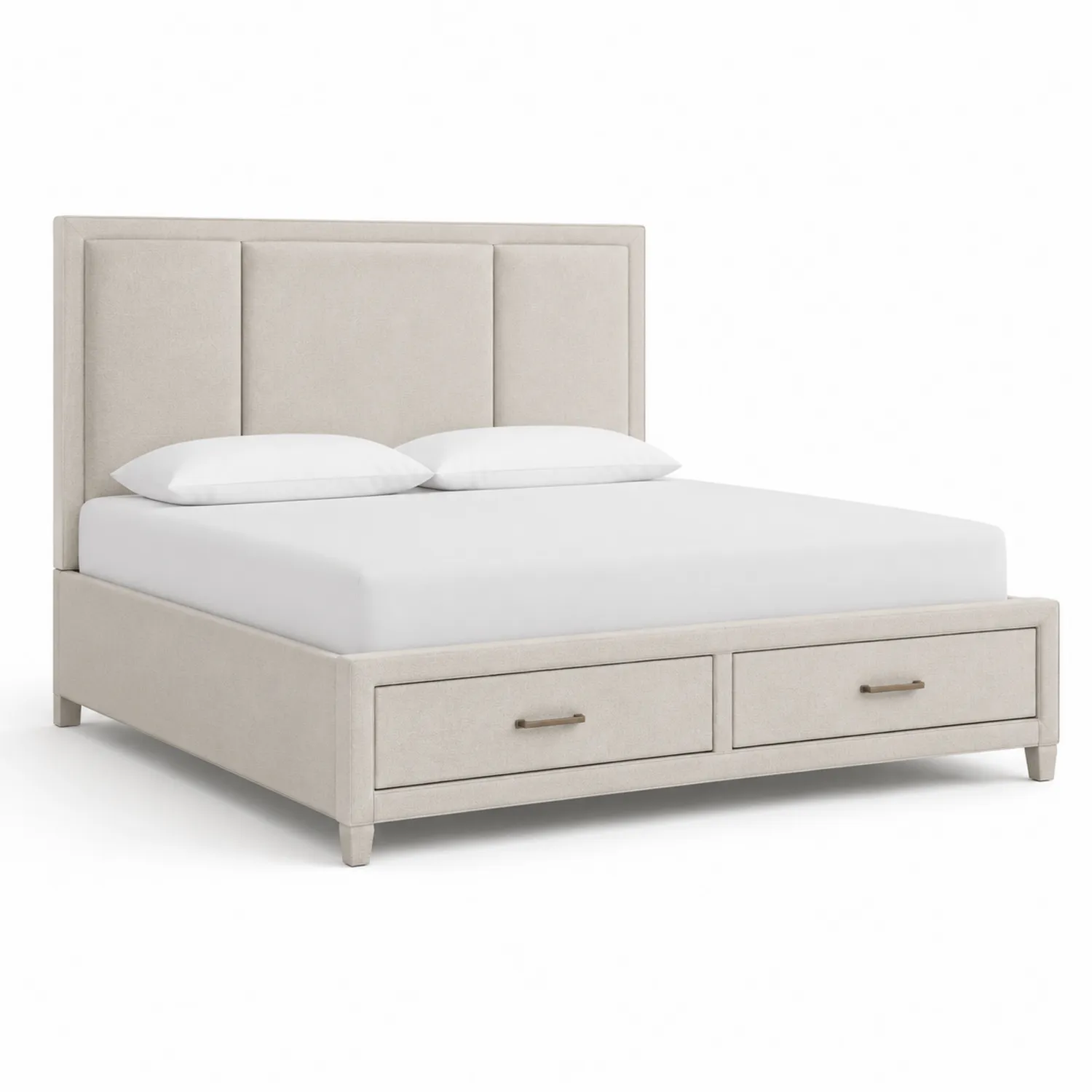 Cama con Almacenamiento Doble Beige 150x200 cm Tela Poliéster