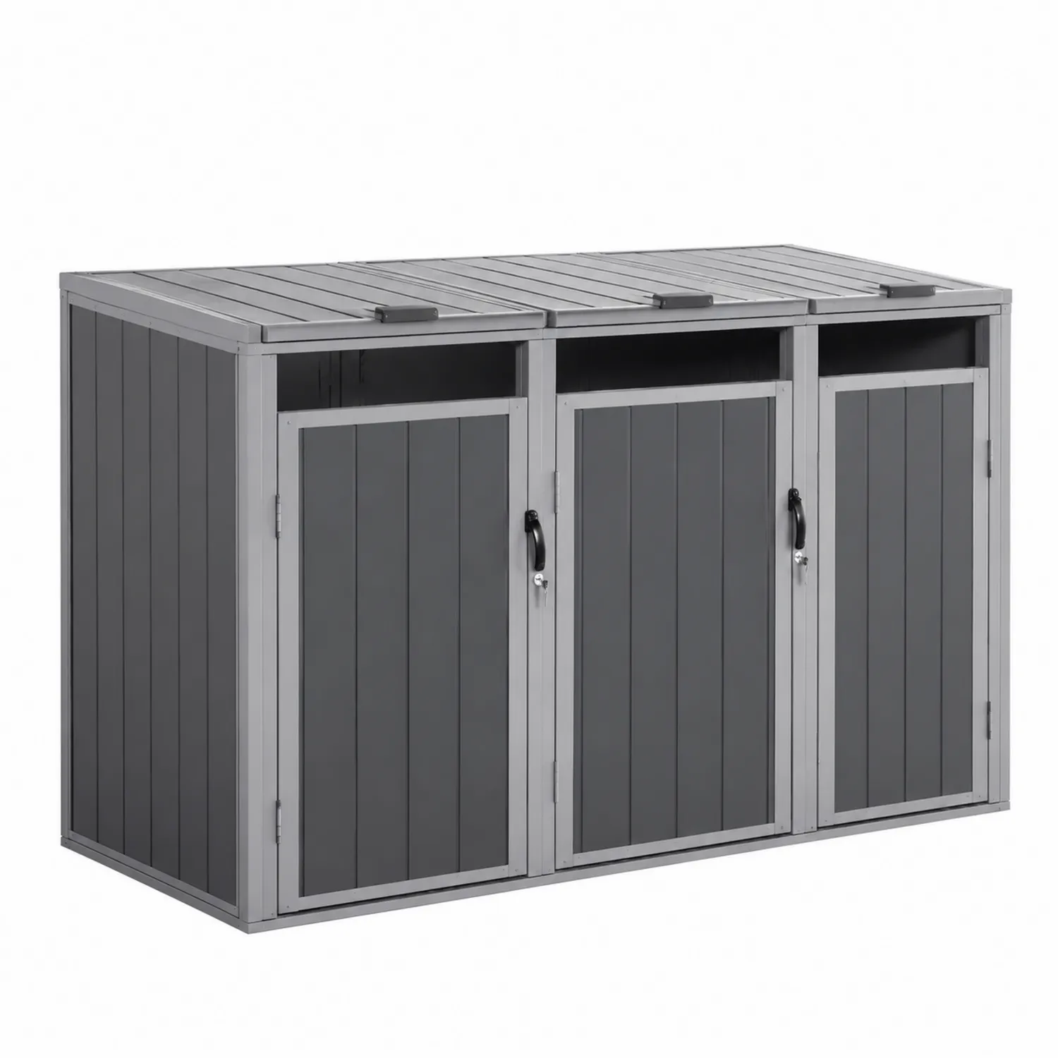 Armario de almacenamiento de metal para exterior con tres puertas Gris 172x92x134 cm