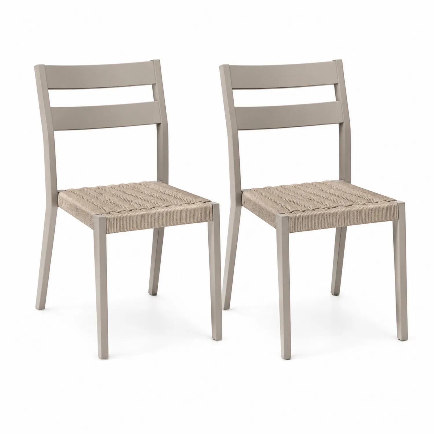 Set de 2 sillas de metal y cuerda beige