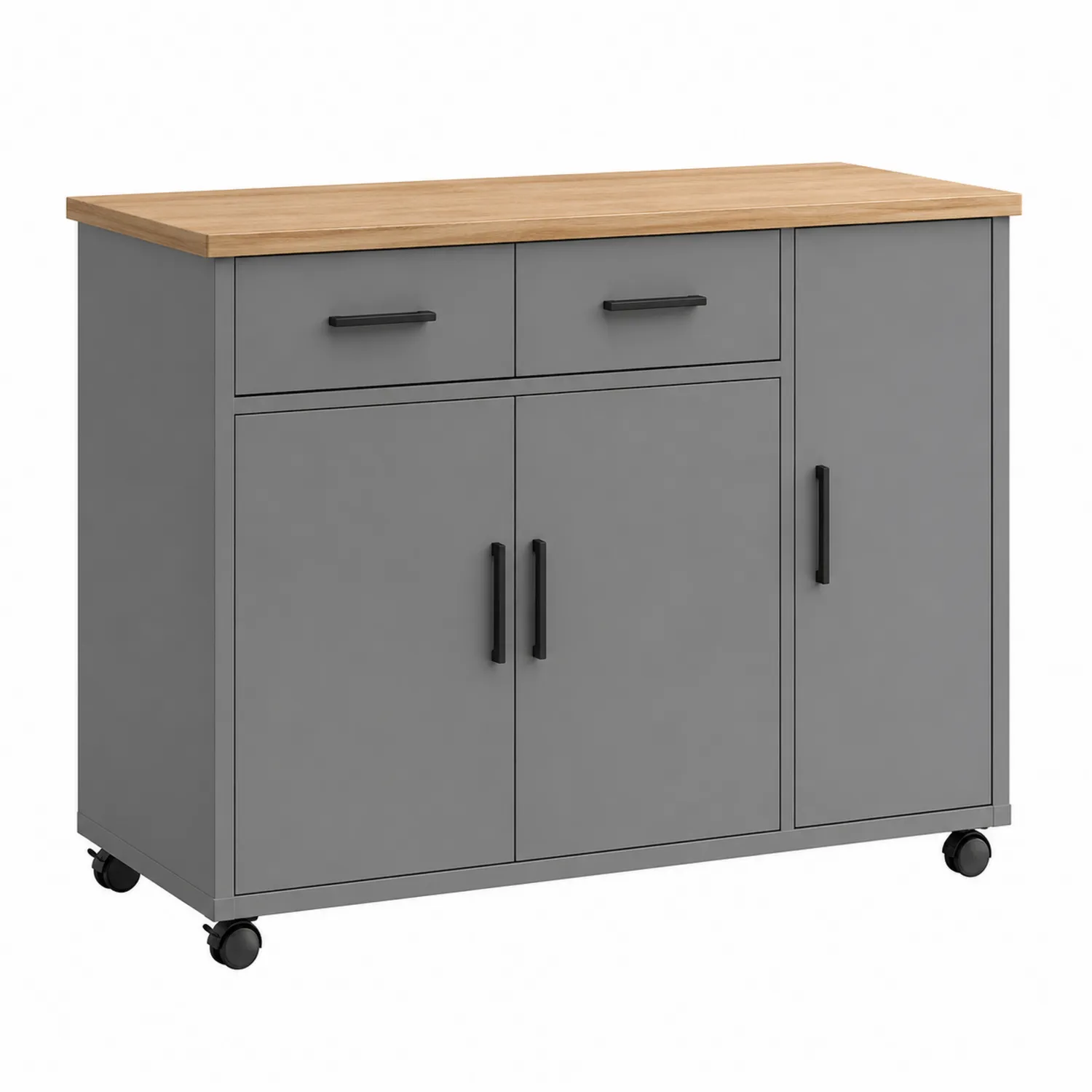 Carrito de Cocina con Ruedas de MDF y Madera Gris 85x100x40 cm