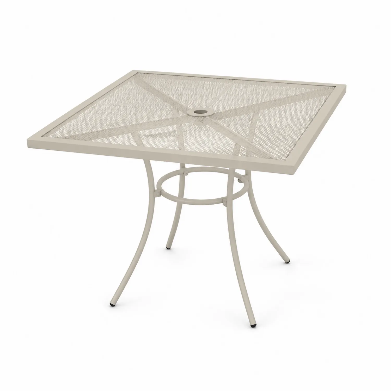 Mesa cuadrada de metal perforado para exterior 90x90x75 cm Beige