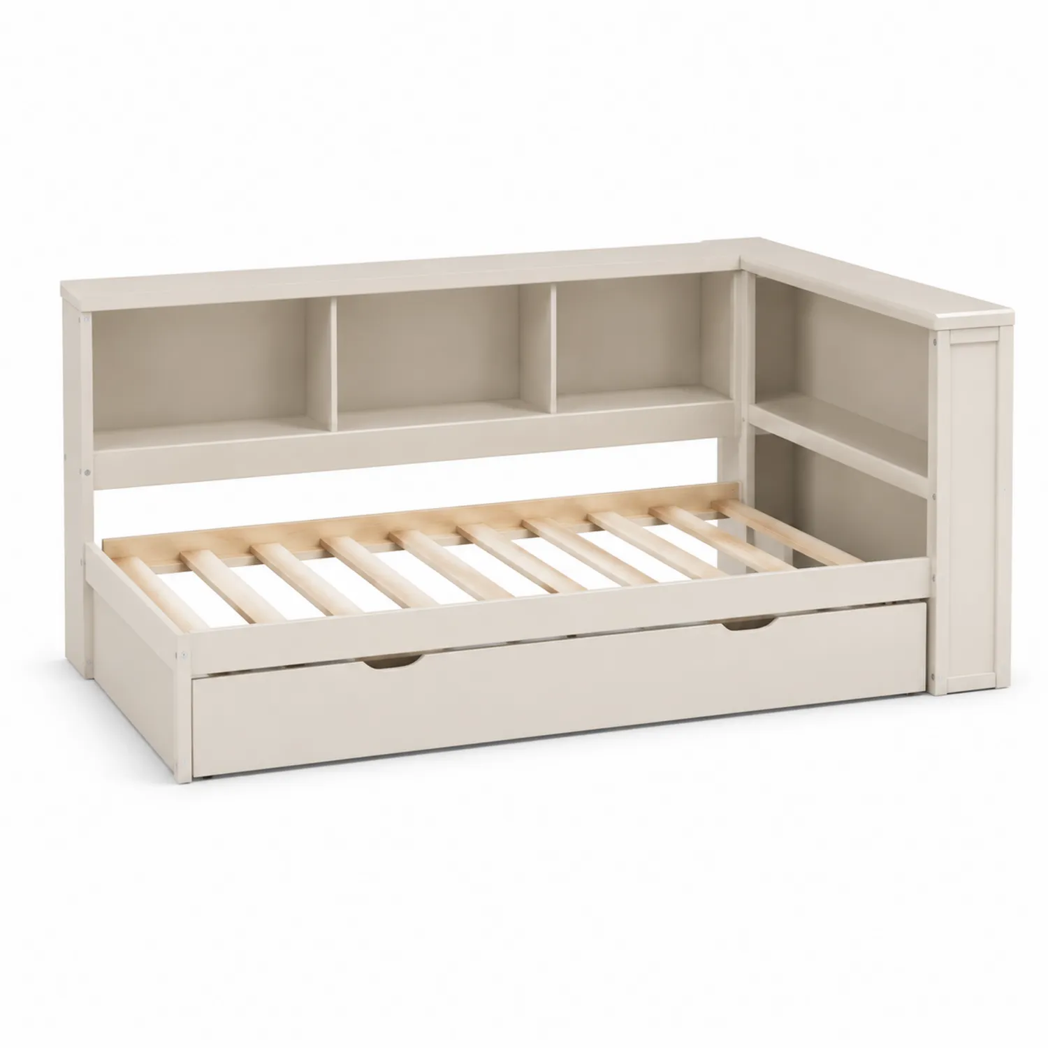 Cama de Madera con Estantería y Cajón 200x90 cm