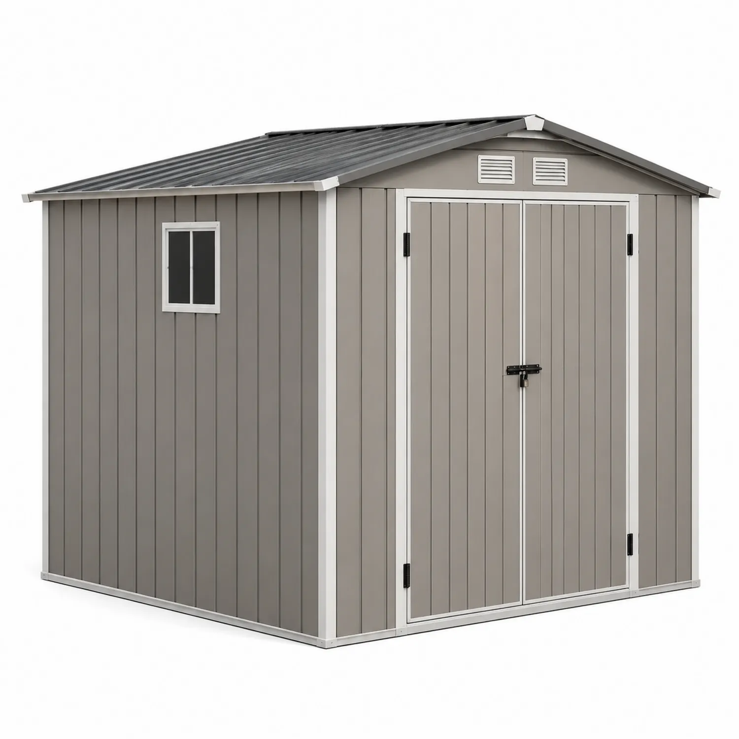 Cobertizo de almacenamiento de acero galvanizado gris 2x3m con ventilación