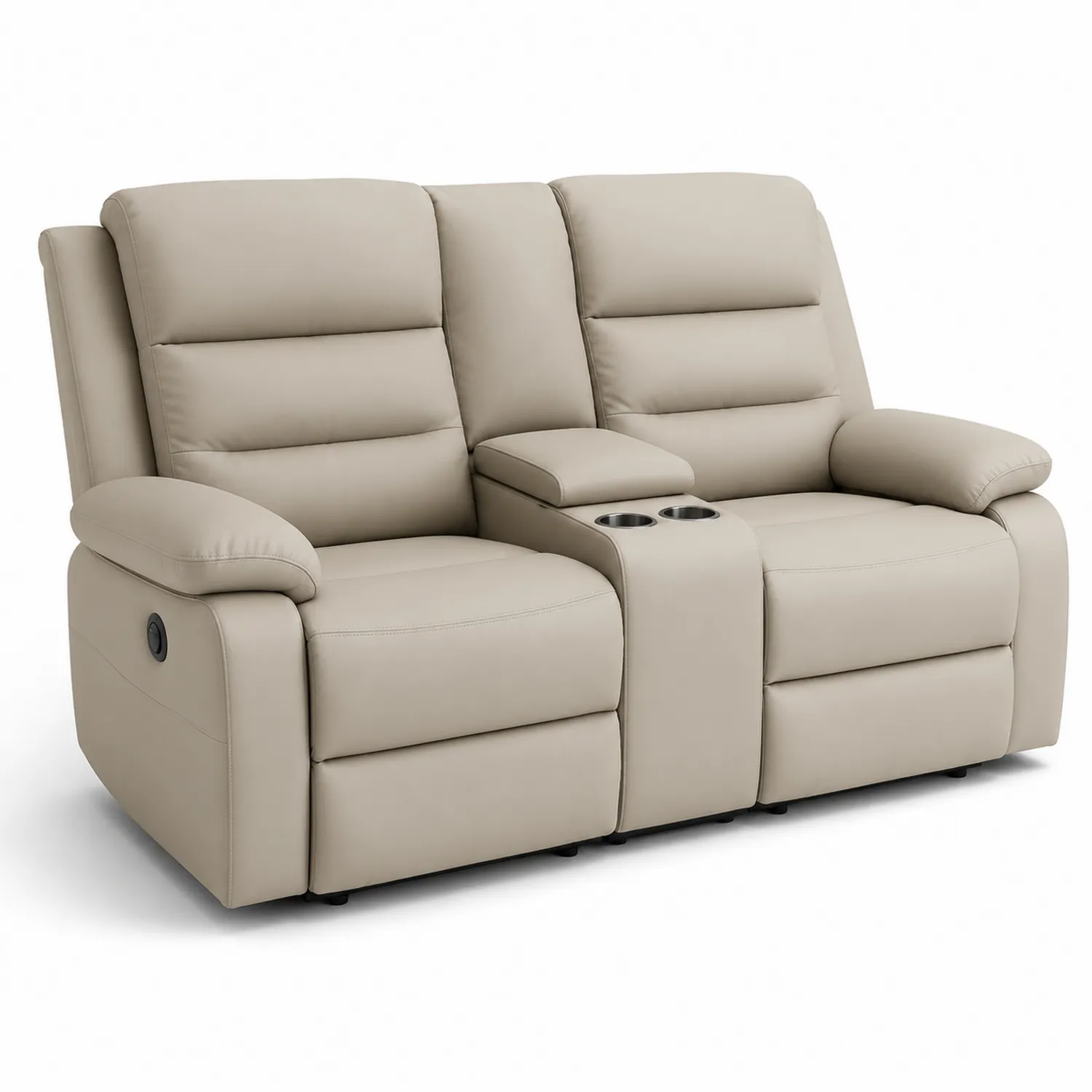 Sofá reclinable de 2 plazas de piel sintética beige