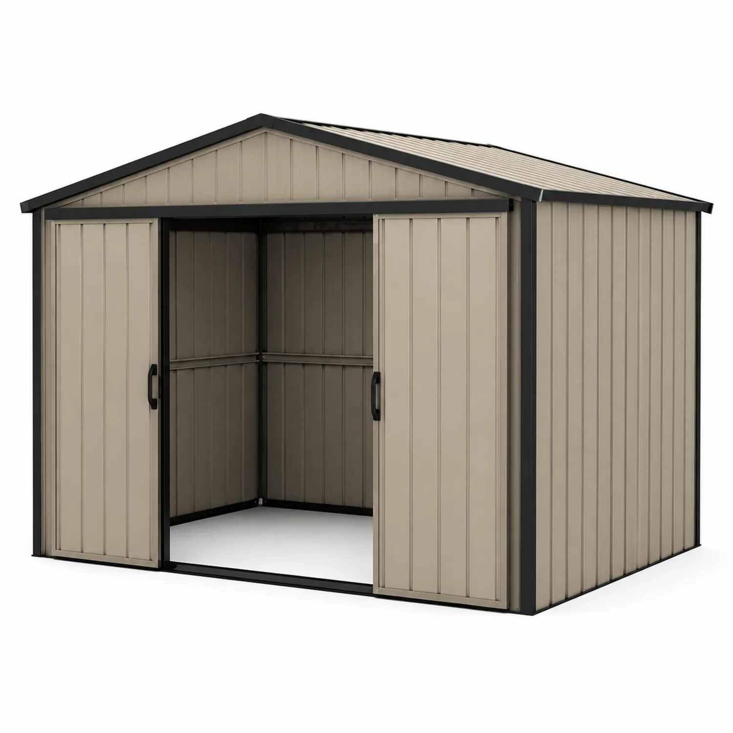 Cobertizo metálico de acero galvanizado Beige 257x205x177 cm