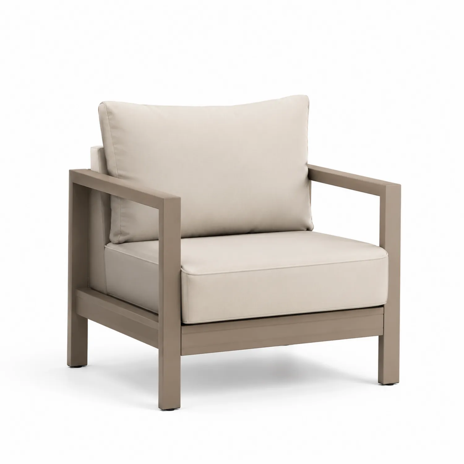 Sillón de Aluminio Beige con Cojines de Tela de Poliéster