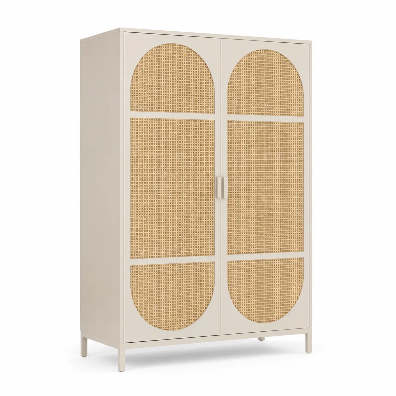 Armario de madera con puertas de ratán