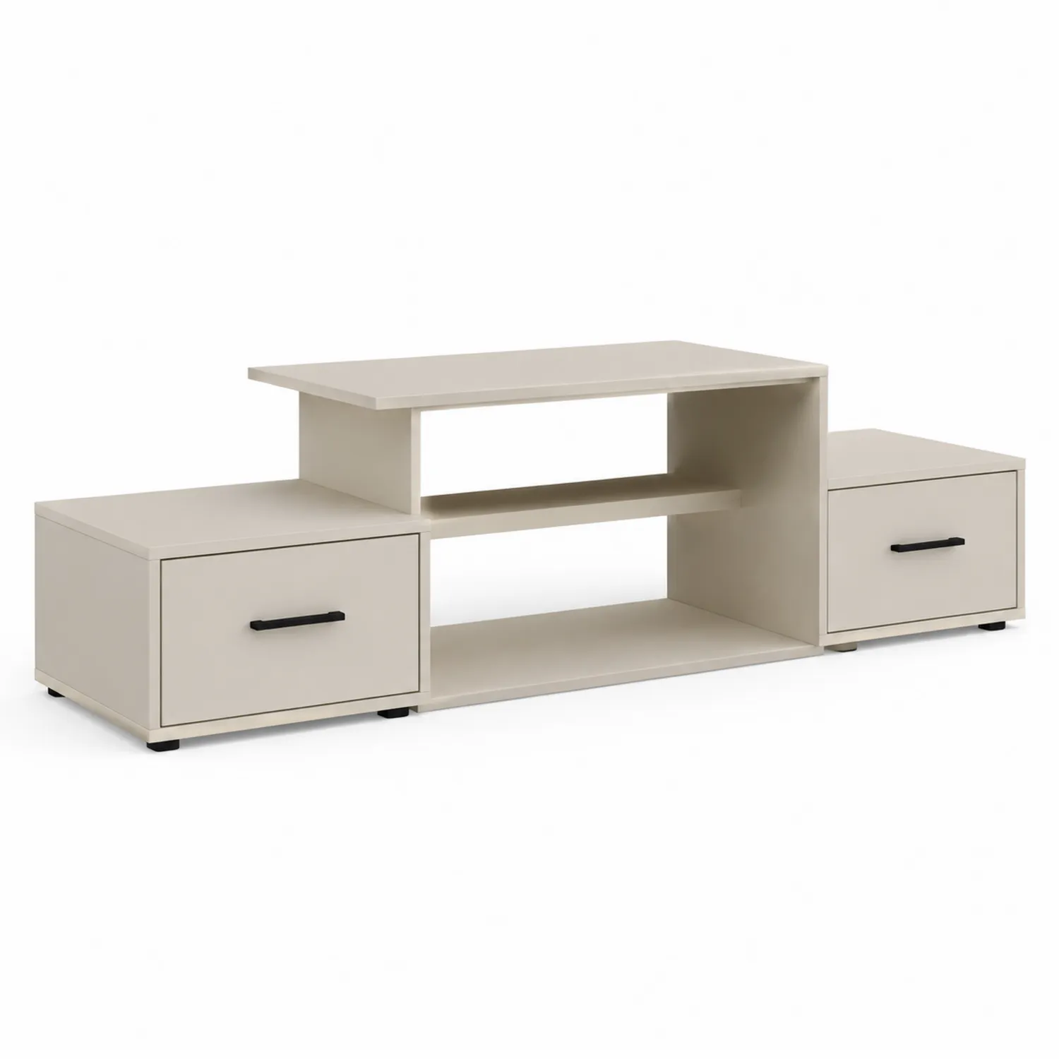 Mueble de TV de MDF con Cajones y Estantes Beige