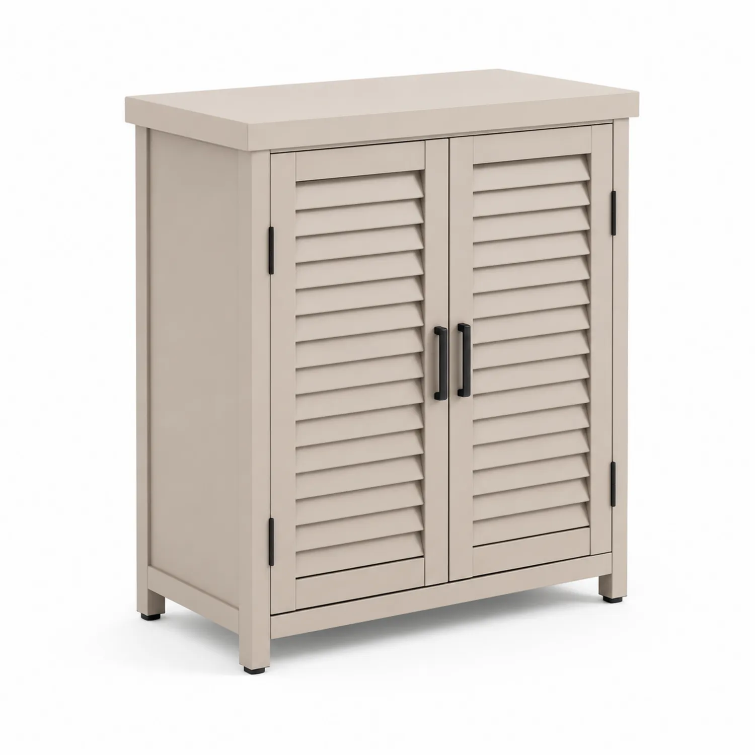 Armario de MDF Beige con Puertas de Lamas