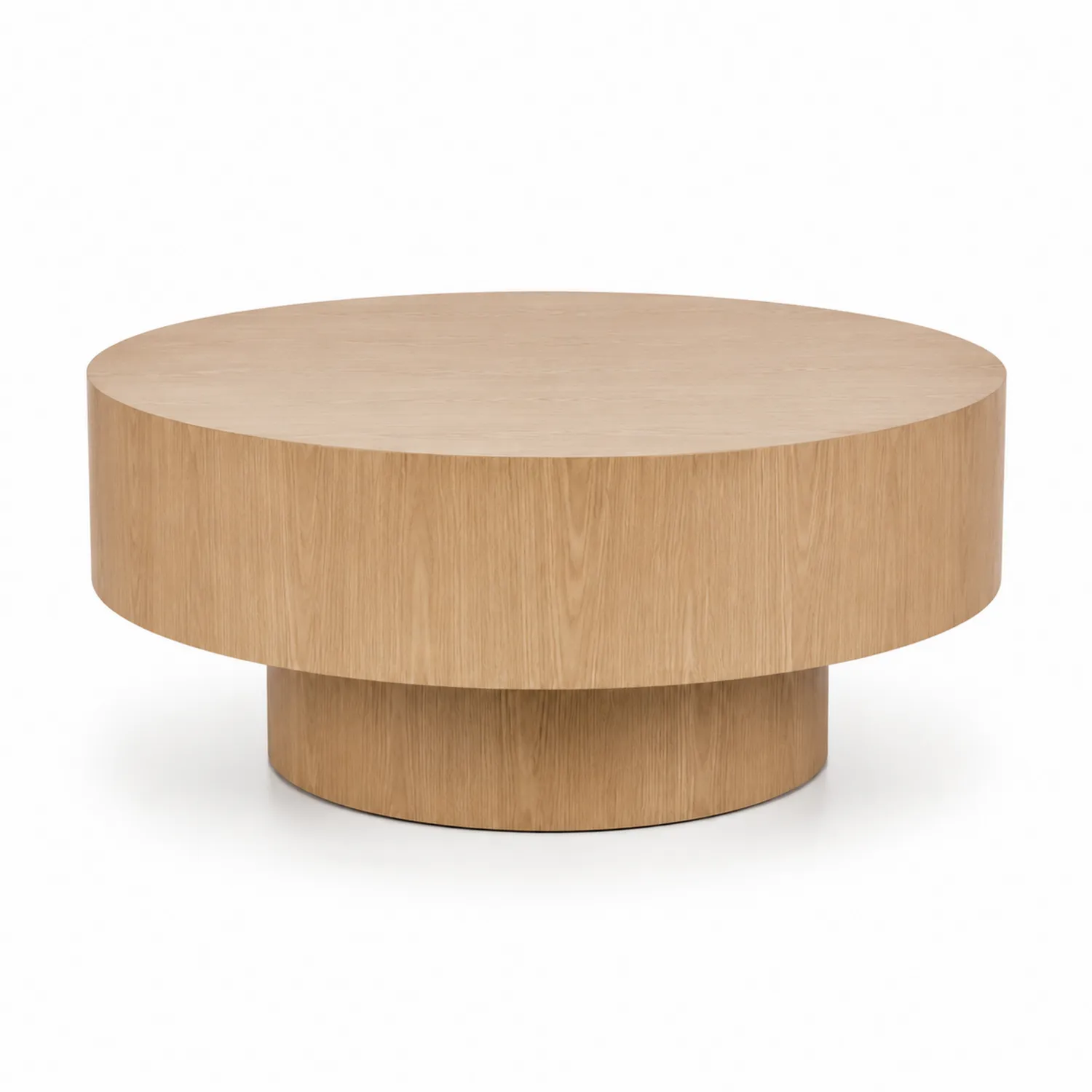 Mesa de centro redonda de madera chapada en roble, 90 cm