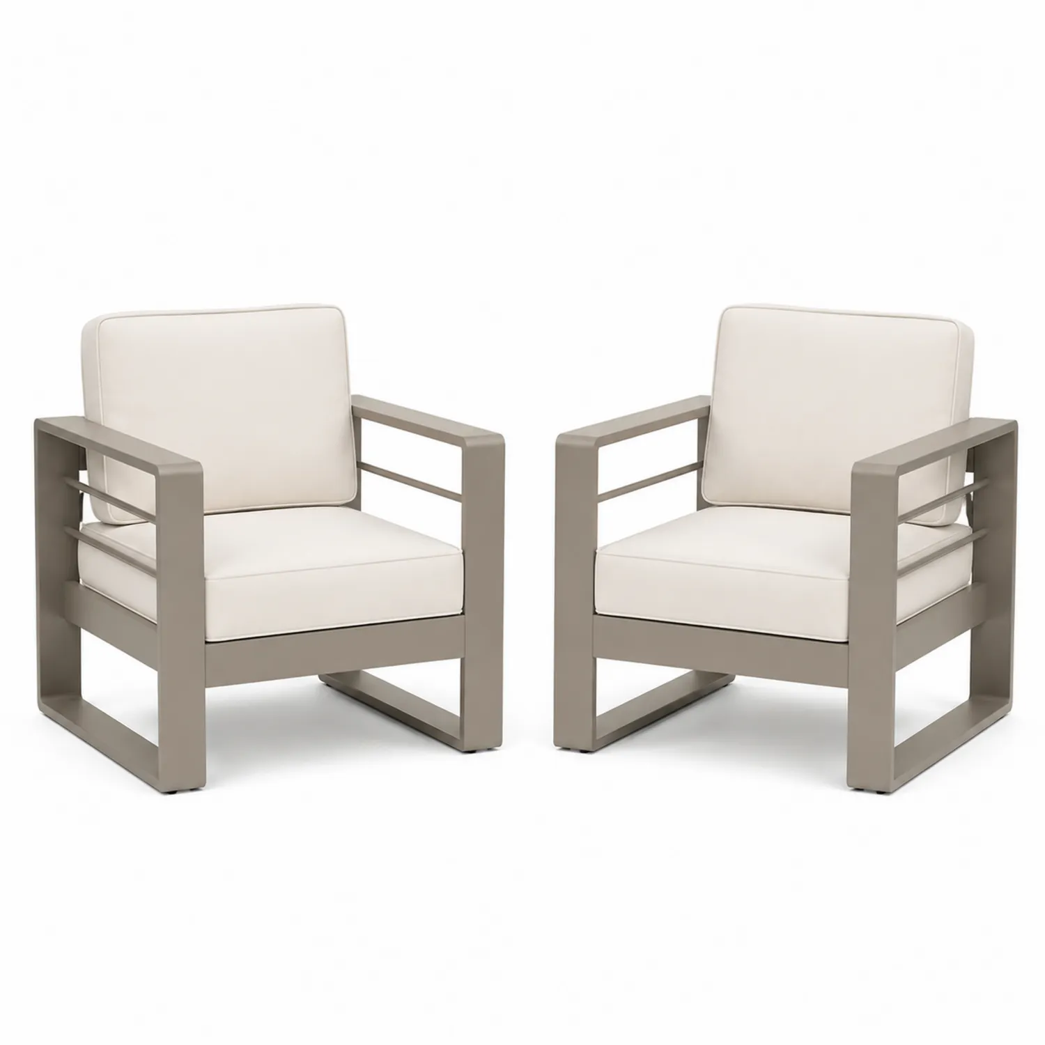Set de 2 sillones de exterior de aluminio con cojines de poliéster 75x80x70 cm