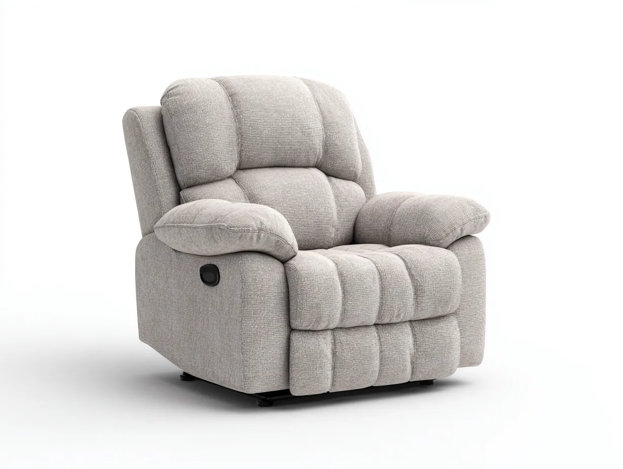 Fauteuil relax-tissu-métal-90x86x99 cm-gris beige-style contemporain-Cottamynest