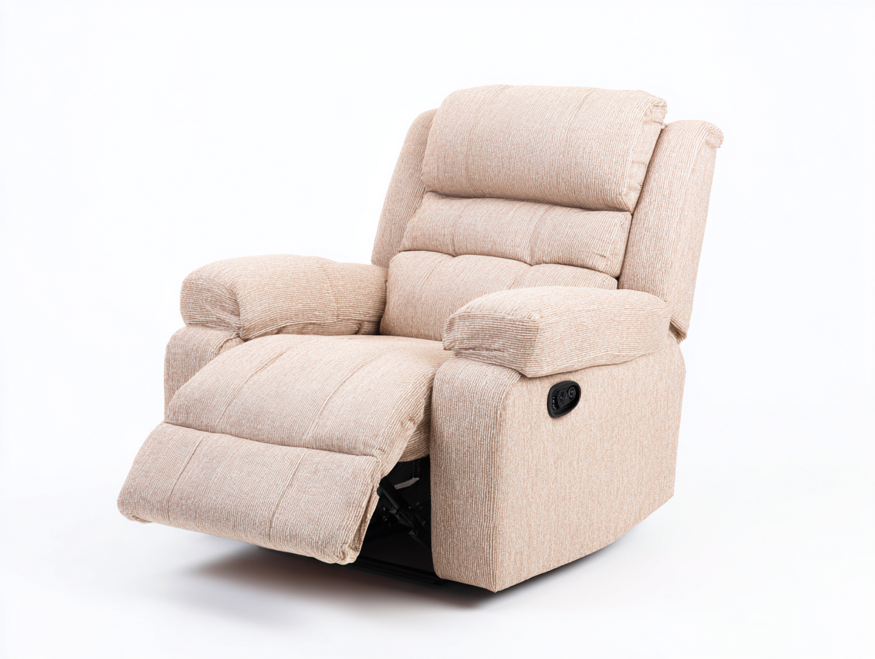 Fauteuil relax-tissu-métal-101x95x104 cm-beige-style moderne-Cottamynest