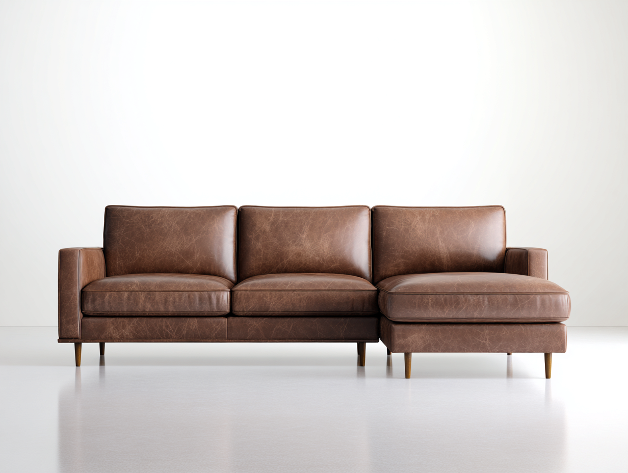 Canapé d'angle - cuir synthétique - 264 x 148 x 82 cm - marron clair - style scandinave-Cottamynest