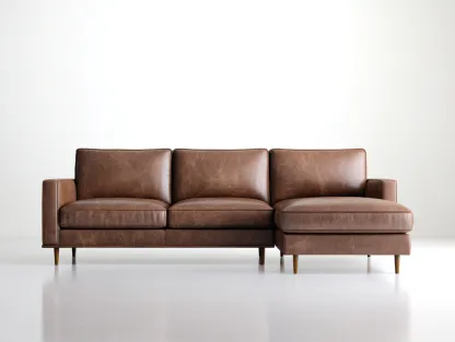 Canapé d'angle - cuir synthétique - 264 x 148 x 82 cm - marron clair - style scandinave-Cottamynest