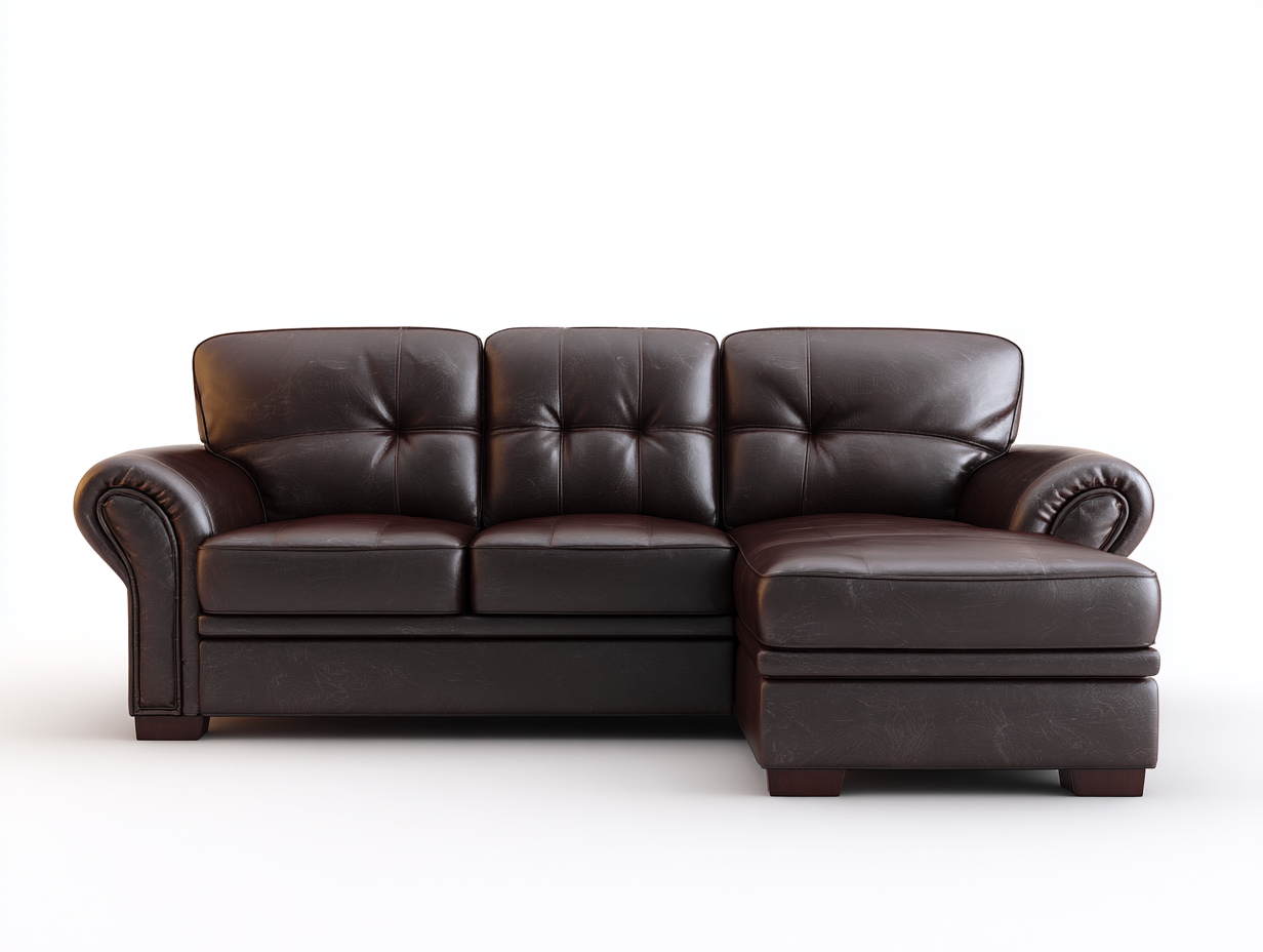 Canapé d'angle - cuir synthétique - 278 x 162 x 89 cm - marron foncé - style classique-Cottamynest