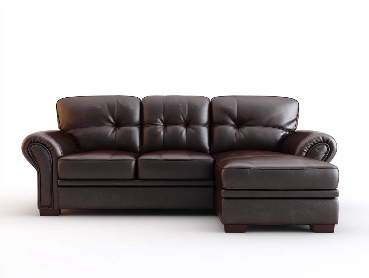 Canapé d'angle - cuir synthétique - 278 x 162 x 89 cm - marron foncé - style classique-Cottamynest