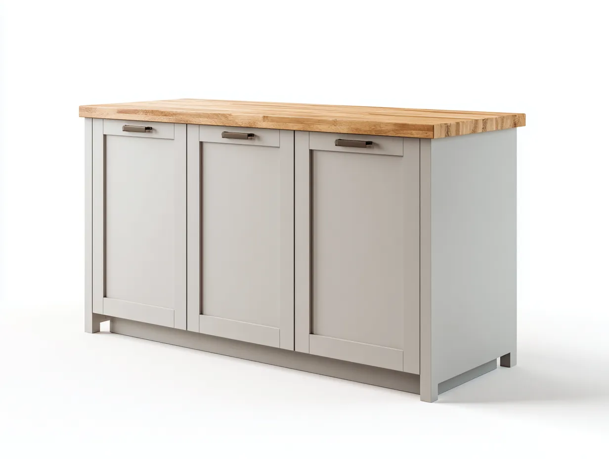 Buffet-MDF-bois-162 x 47 x 92 cm-Gris très clair-chêne naturel-Style campagne moderne-Cottamynest