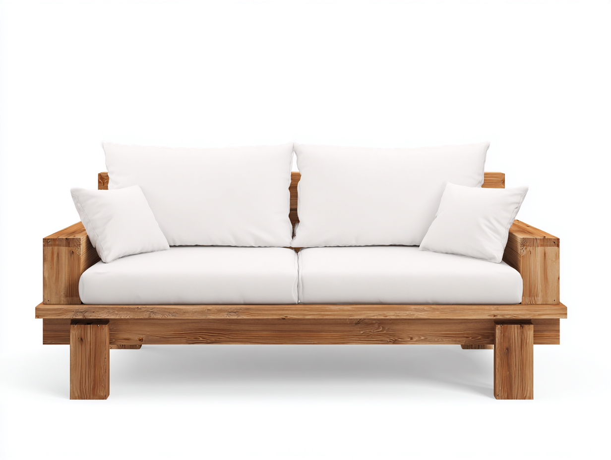 Canapé de jardin - bois-tissu - 180 x 80 x 70 cm - blanc-marron - style naturel-Cottamynest