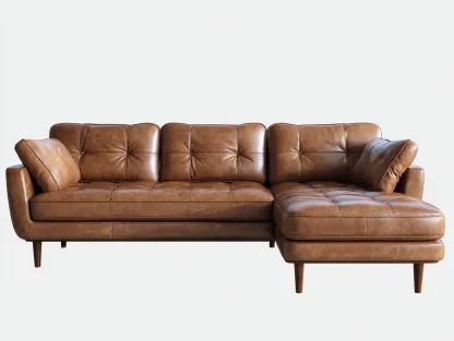 Canapé d'angle - cuir synthétique - 276 x 154 x 84 cm - marron clair - style moderne-Cottamynest