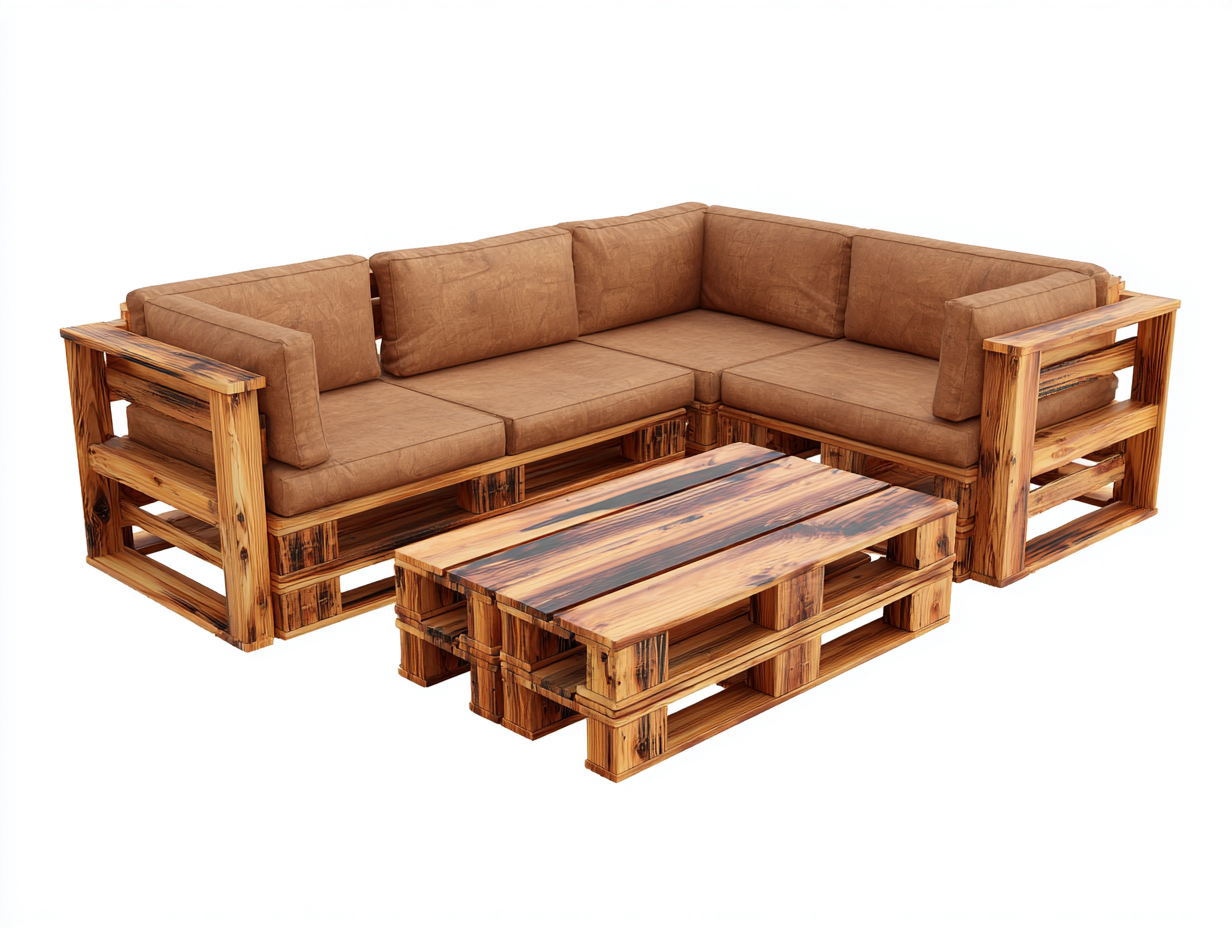 Canapé de jardin - bois-tissu - 220 x 160 x 70 cm - marron - style rustique-Cottamynest
