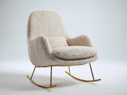 Fauteuil à bascule-tissu laine-métal-82x94x100 cm-beige clair-style élégant-Cottamynest