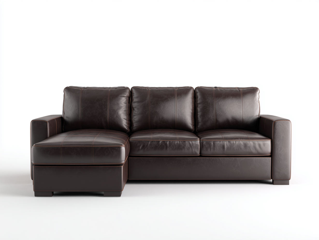 Canapé d'angle - cuir synthétique - 270 x 155 x 85 cm - marron foncé - style moderne-Cottamynest