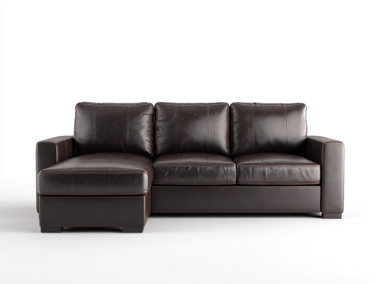 Canapé d'angle - cuir synthétique - 270 x 155 x 85 cm - marron foncé - style moderne-Cottamynest