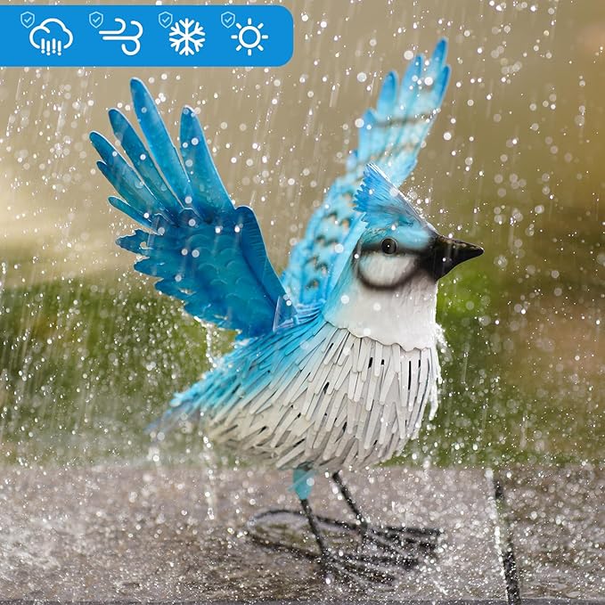 Handcrafted 3D Blue Jay Metal Statue | Metal Art | Hand Painted Art