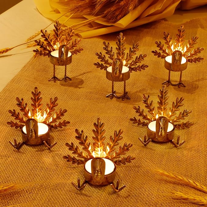 Handmade Metal Turkey Tea Light Candle Holder | Thanksgiving Decor