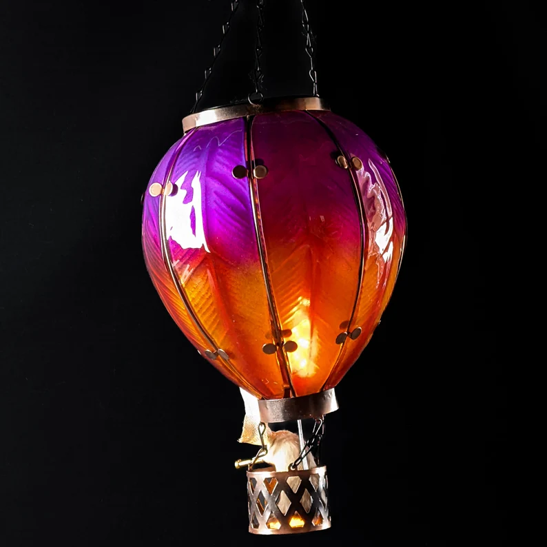 Solar Hot Air Balloon Lantern - Blue and Red