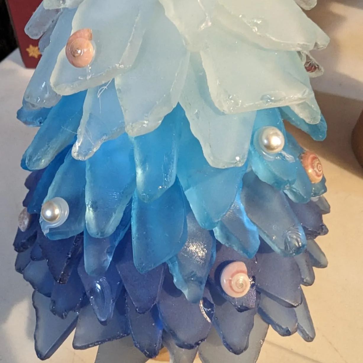 Handcrafted Sea Glass Style Christmas Tree | With LED Lights | Christmas Decoration