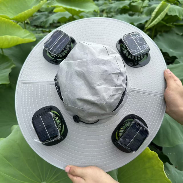 Outdoor Wide Brim Solar-Fan Hat - Triple-Power Rechargeable